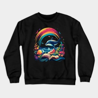 Whale Reads Book Crewneck Sweatshirt